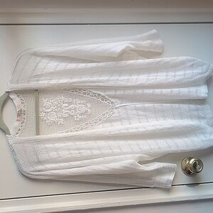 Pink Republic White Crochet Cardigan Sz L Good Condition